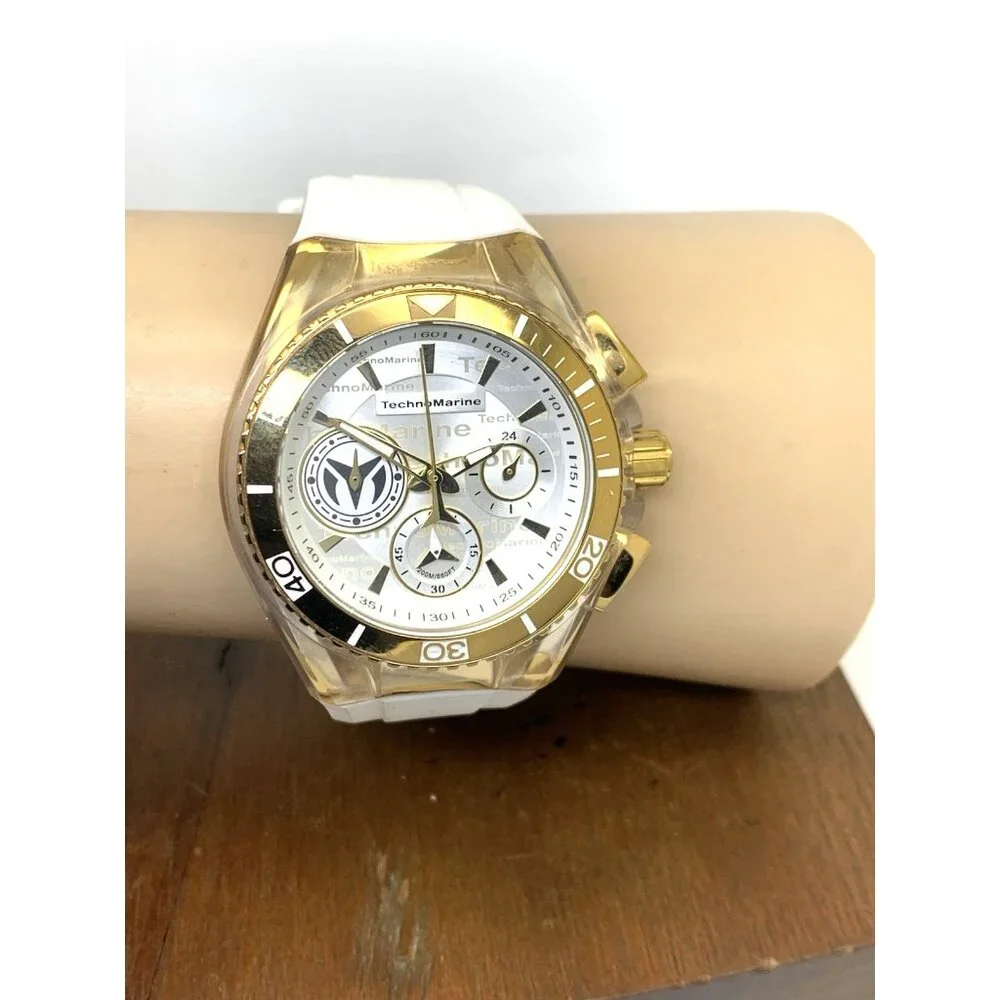 Technomarine Women's Watch TM-118133 Quartz Silver Gold White Rubber Strap 40mm